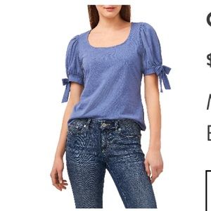 Blue Square Neck Top